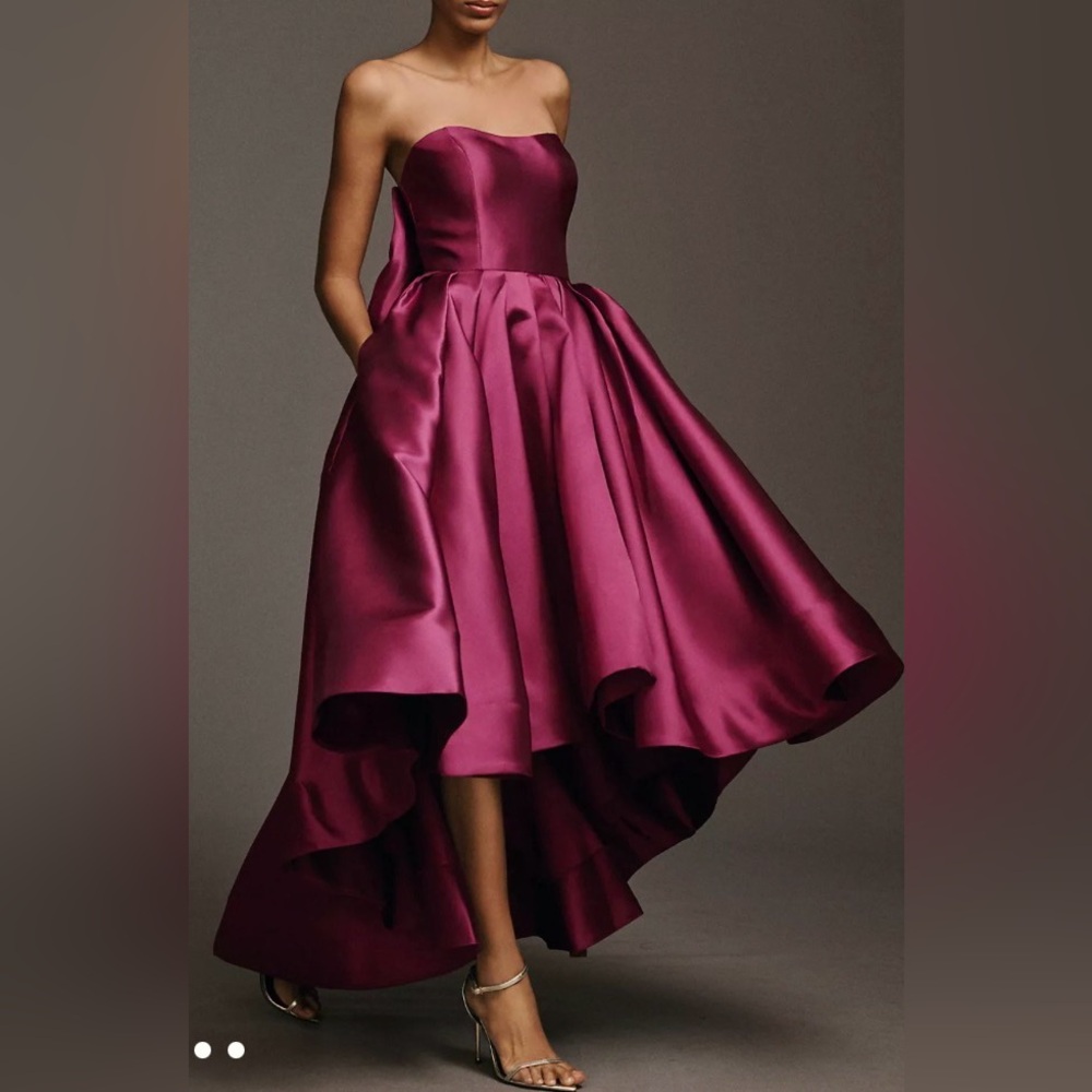 Hutch Burgundy Adaleigh Strapless High-Low Gown